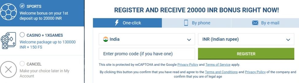 1xbet registration